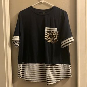 Leopard and striped blouse